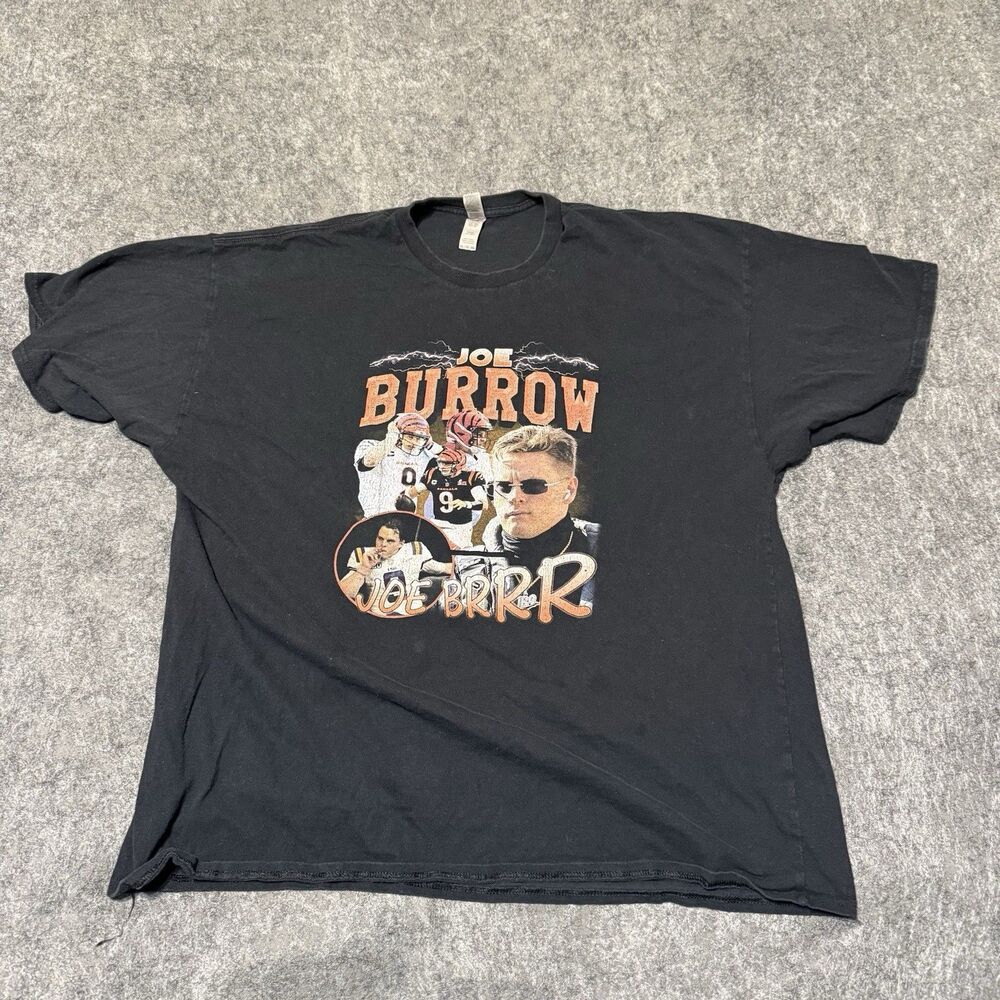 Joe Burrow Vintage Style Bootleg Rap Tee 2XL Black Cincinatti Bengals T Shirt